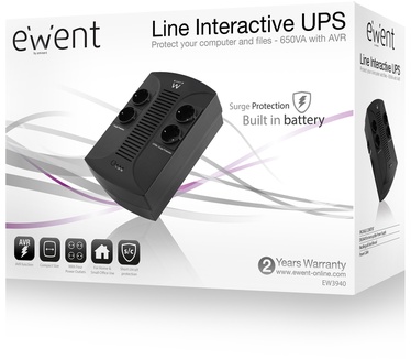 Ewent EW3940Line Interactive UPS 650VA - met randaarde stopcontact