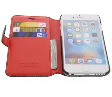 Guess Originele Saffiano Collection Folio Bookcase hoesje - Zwart voor de iPhone 6 / 6S Zwart