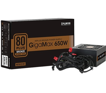 Zalman ZM650-GVII. GigaMax 650 Watt ATX PSU 8- Plus Gold & 5 years warranty