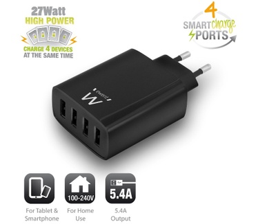 Ewent EW1314 4-Port Smart USB Charger 5.4A