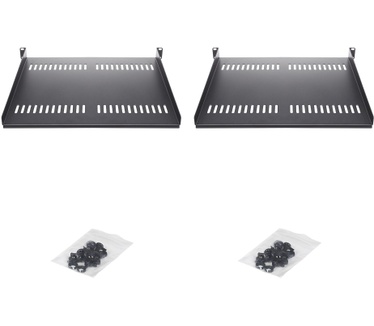 Startech.com 2 Pack 1U Server Rack Schap, Universele Geventileerde Rack Mount Cantilever Plank, Voor 19" Netwerk Rack/Kast, Heavy-Duty Staal, Capaciteit 20kg, Diepte 40cm