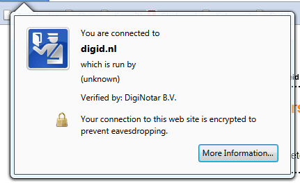 DigiD, met certificaat van Diginotar