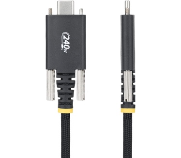 Startech.com 2m USB-C Laadkabel met Zijschroefvergrendeling, 240W (5A) PD EPR, Siliconen Mantel met Gevlochten Nylon, USB 2.0 Laptop Oplaadkabel, USB-IF Gecertificeerd, Robuuste USB-C Laadkabel