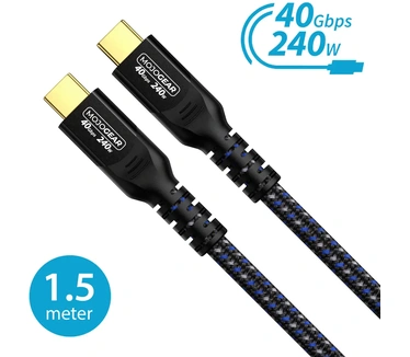 Mojogear USB-C naar USB-C kabel 240W 40Gbps USB 4.0 - 1.5m Zwart