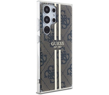Guess 4G Gold Stripe Back Case - Samsung Galaxy S24 Ultra - Bruin Bruin