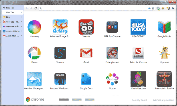 Tabpagina Chromium voor tablets