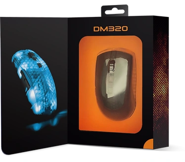 Deltaco DM320 Gaming-Maus Funk Optisch Schwarz Transparent 6 Tasten 10000 dpi Abnehmbares