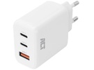 ACT USB-C/USB-A Charger 65W 3-port with Power Delivery PPS, QuickCharge and GanFast