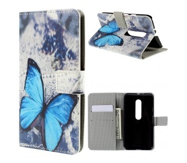 qMust Motorola Moto G (3rd gen) Wallet Case - hoesje met stand - Blue Butterfly
