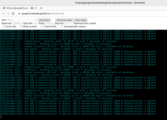 Met de seriële terminal van Google bekijk je in je webbrowser logs van aangesloten apparaten.