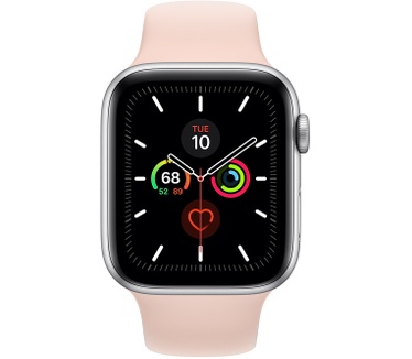 Apple Watch Series 5 (44mm) aluminium, sportbandje Zilver (Roze)