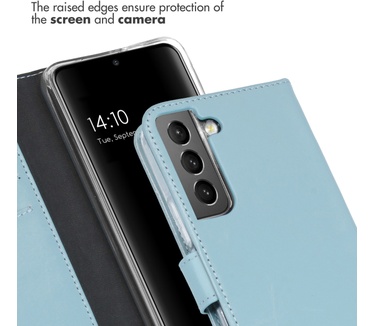 Selencia Echt Lederen Bookcase Samsung Galaxy S22 - Air Blue