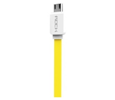Rock Flat kabel - MicroUSB aansluiting - 100cm - Yellow