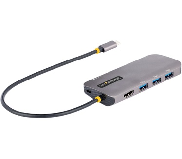 Startech.com USB C Multiport Adapter, 4K 60Hz HDMI Video Adapter, 3 Port 5Gbps USB-A 3.2 Hub, 100W Power Delivery Pass-Through, GbE, 30cm Kabel, USB Type-C Ethernet Adapter, Travel Dock, Laptop Docking Station