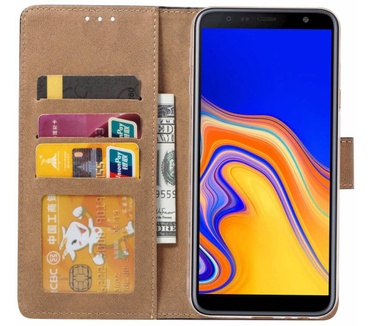 Don't Touch My Phone print lederen Bookcase hoesje voor de Samsung Galaxy J4 Plus 2018 - Zwart (Samsung Galaxy J4 Plus 2018) Zwart