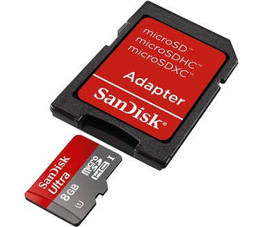Sandisk Ultra microSDHC UHS-I 8GB + SD-adapter (SDSDQU-008G-U46A)