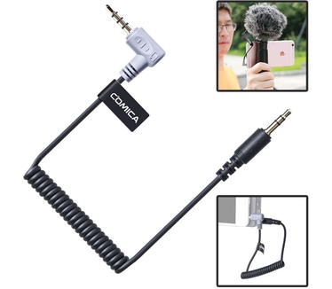 Comica Comica 3.5mm jack TRRS-TRS verloopkabel voor microfoons Zwart
