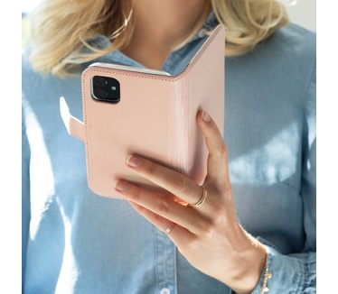 Selencia Echt Lederen Bookcase iPhone 12 Pro Max - Roze