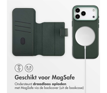 Accezz Leather Bookcase 2-in-1 met MagSafe voor de Apple iPhone 18 Pro Max / 17 Pro Max - Cedar Green