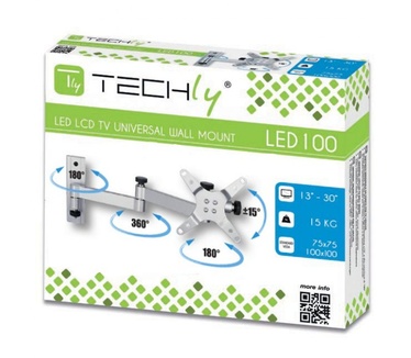 Techly 13-30" Wall Bracket for LED TV LCD Tilting 3 Joints Silver" ICA-LCD 104