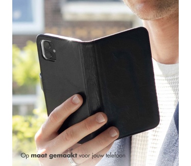 Selencia Echt Lederen Bookcase Samsung Galaxy A52(s) (5G/4G) - Zwart