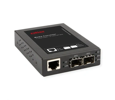 Roline Gigabit Media Converter | 1x RJ45 - 2x SFP Slot | Zwart