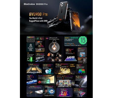 Blackview BV8900 Oranje, Zwart