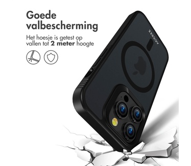 Accezz Rugged Frosted Backcover met MagSafe iPhone 14 Pro - Zwart