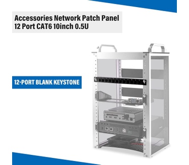 GeeekPi GeeekPi 12 Port Patch Panel, 0.5U CAT6 Network Patch Panel for DeskPi RackMate T1/T0/T2 Rackmount and 10 Inch Server Rack/Network Cabinet (Zwart)