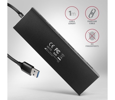 Axagon HUE-F7A 7x USB 3.2 Gen 1 ALU FLAT hub micro power IN 1m USB-A