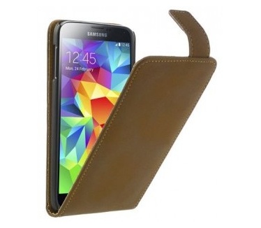 qMust Flip Case Premium Samsung Galaxy S5 / S5 Plus / S5 Neo (brown)