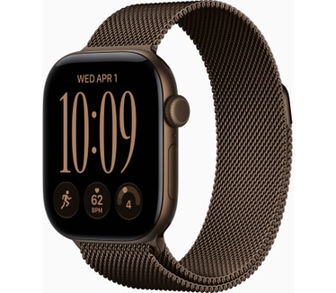 Apple Watch Series 12, 42mm, GPS, Aluminium, Milanees Bandje, Zwart (Brons)