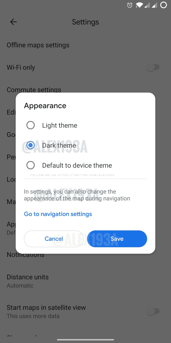 Maps Dark Mode in beta