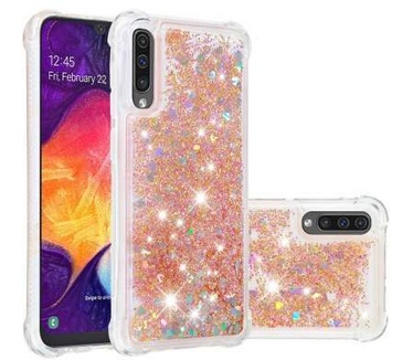 qMust Galaxy A30s Glitter Hoesje Goud Transparant