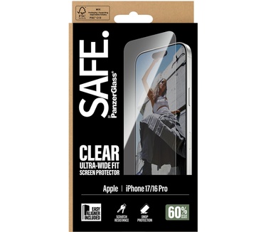 PanzerGlass SAFE. by PanzerGlass® Screen Protector iPhone 17 | iPhone 16 Pro | Ultra-Wide Fit w. EasyAligner