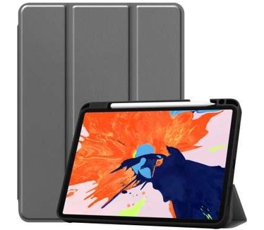 qMust Apple iPad Pro 12.9 2020 Smart Tri-Fold Case met Pen houder - Grijs