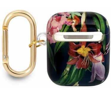 Guess TPU Flower Print Case voor Apple Airpods 1 & 2 - Blauw