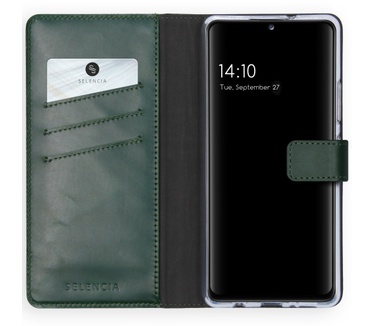 Selencia Echt Lederen Bookcase Samsung Galaxy A42 - Groen