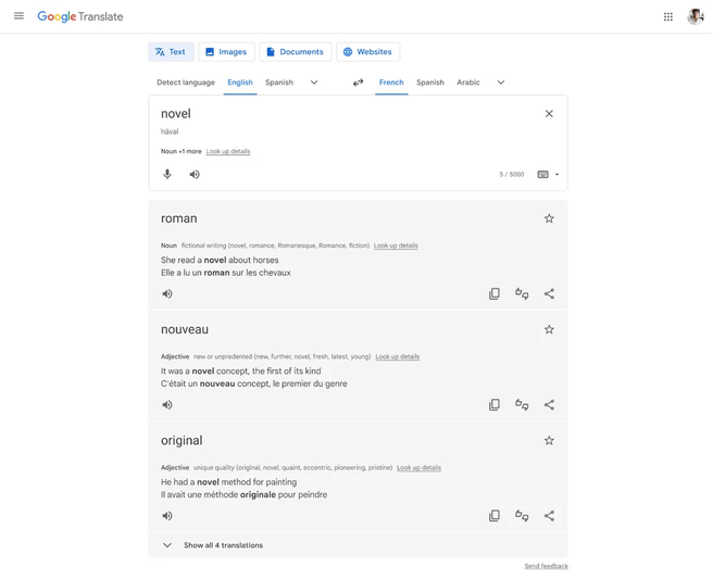 Google Translate context