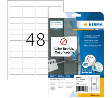 Herma Etiketten wit Movables/verwijd. 45.7x21.2 A4 1200 st
