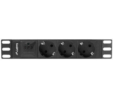 Lanberg PDU-03E-0200-BK, 1U, Horizontaal, Zwart, 3 AC-uitgang(en), Type E, Activiteit