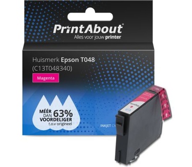 PrintAbout Huismerk Epson T0483 (C13T048340) Inktcartridge Magenta