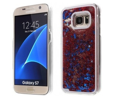 qMust Samsung Galaxy S7 Glitterstof hoesje - Red