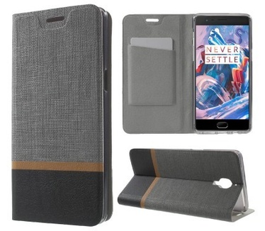 qMust OnePlus 3 Wallet Case - TPU frame - Striped Grey