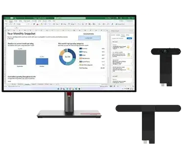 Lenovo ThinkVision P27h-30 + MS30 Soundbar + MC60 Webcam Zwart