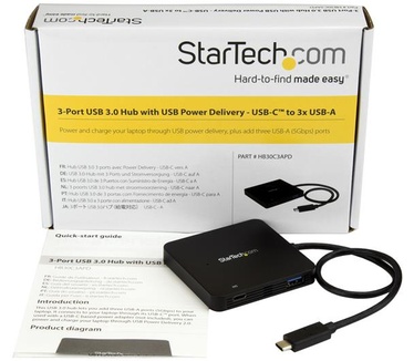 Startech.com 3 poorts USB 3.0 Hub met Power Delivery USB-C naar 3x USB-A