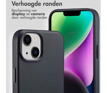 Accezz MagSafe Leather Backcover iPhone 14 - Zwart