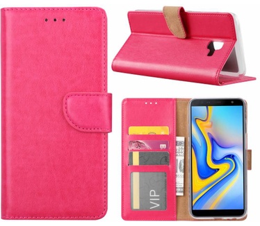 Luxe Lederen Bookcase hoesje voor de Samsung Galaxy J6 Plus 2018 - Roze (Samsung Galaxy J6 Plus 2018) Roze