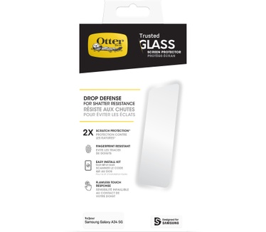 Otterbox OtterBox Trusted Glass-screenprotector voor Galaxy A34 5G, gehard glas, x2 krasbescherming, bescherming tegen vallen en splinters