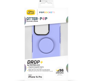 Otterbox OtterBox Otter+Pop Case voor iPhone 14 Pro, Schokbestendig, Valbestendig, Beschermhoes met PopSockets PopGrip, 3x getest volgens militaire standaard, Antimicrobieel, Periwink